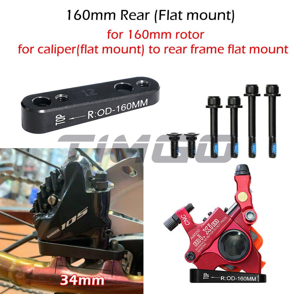 Bike Brakes Aluminum Alloy Black Bike Flat Mount Disc Brake