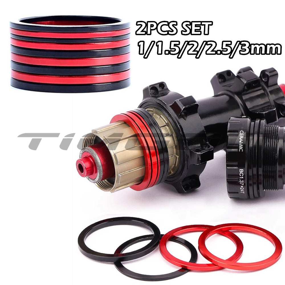 2PCS MTB Road Bike Freehub Hub Cassette Spacer Bottom Bracket Washer Adjust Aluminium Alloy 1/1.5/2/2.5/3mm