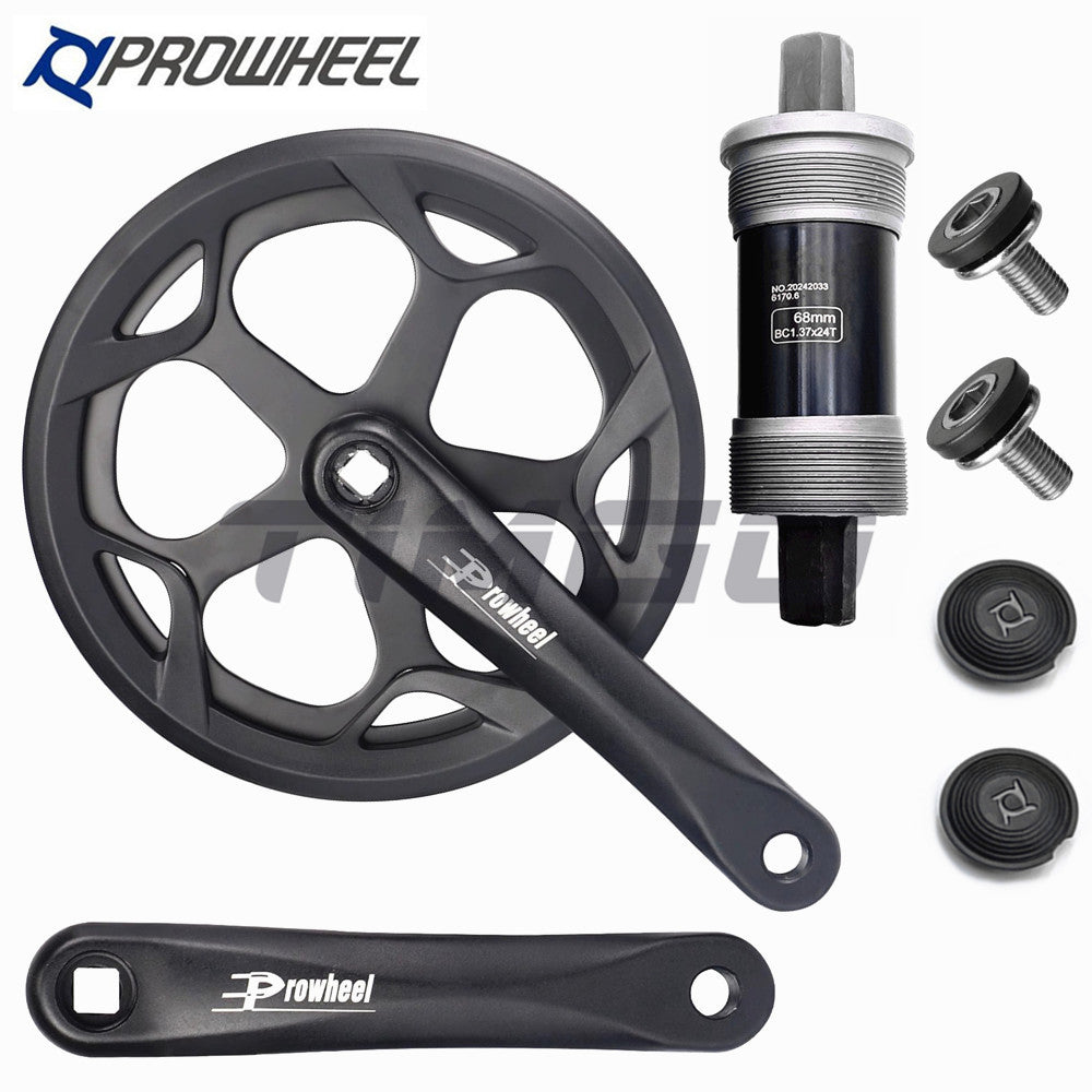 Prowheel Fixie Road Folding Bike 1x Speed Crankset 52T Single Cahinring Square Taper 165mm Crank Arm Aluminum Alloy