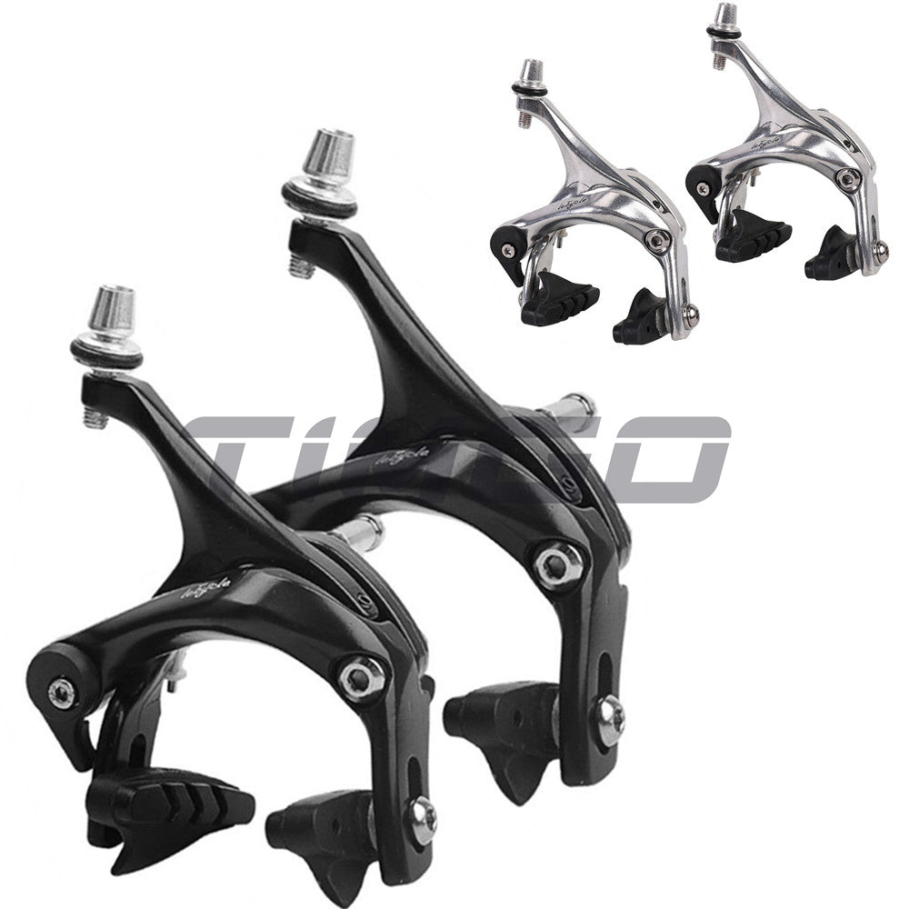 Road Bike Bicycle Aluminum Alloy C-Brake Dual Pivot Side Pull Brake Caliper 47-57mm Reach with Brake Shoes Brake Inner Cable