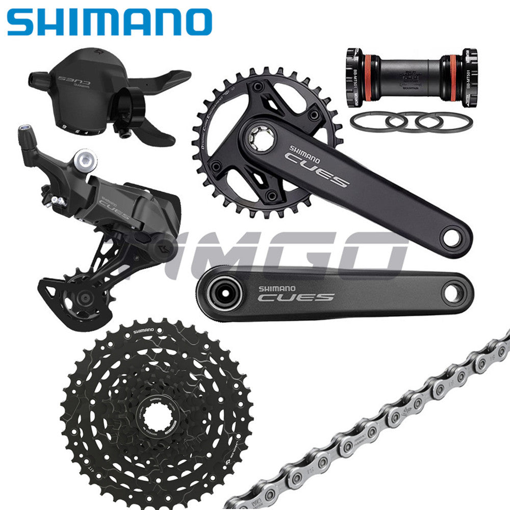Shimano Cues U4000 MTB Bike 1×9 Speed Groupset FC-U6000 Crankset BB-MT501 Bottom Bracket RD-U4000 Rear Derailleur SL-U4000 Ritht Shifter CS-LG300 Cassette CN-LG500 Chain