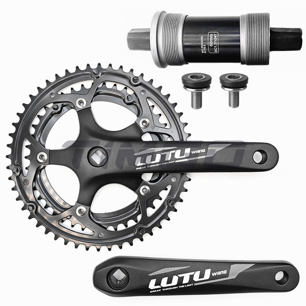 WTU Road Folding Bike 2×7/8/9 Speed Crankset 52-42T Square Taper Double Removable Cahinring Black 170mm Arm