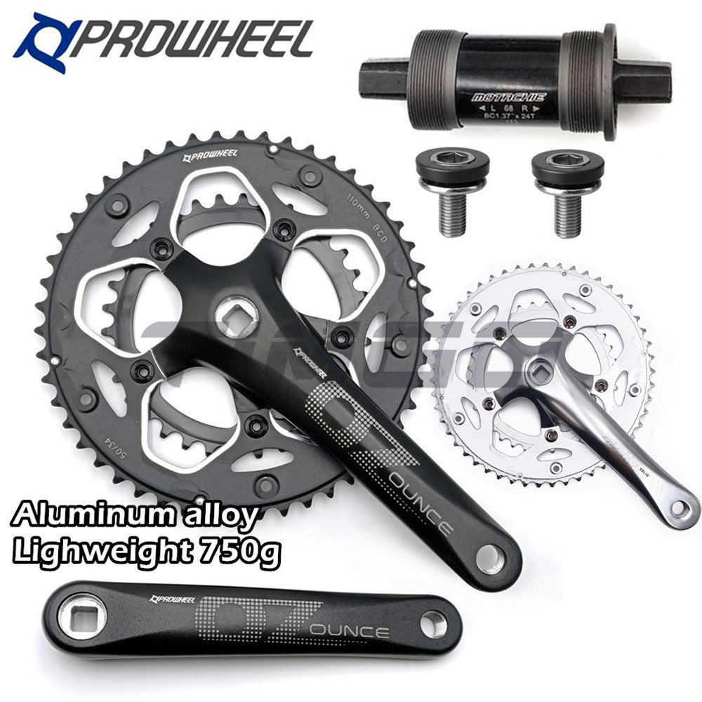 Prowheel Road Bike Folding Bike 2×7/8 Speed Crankset 50-34T Square Taper Double Cahinring Light Weight 170mm Bottom Bracket 68×110.5mm