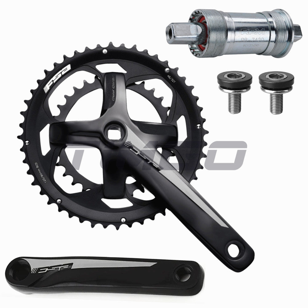 FSA Vero Pro Gravel Road Bike 2×9/10/11 Speed Square Taper Crankset 48-32T BB-7420 Bottom Bracket 68×113mm