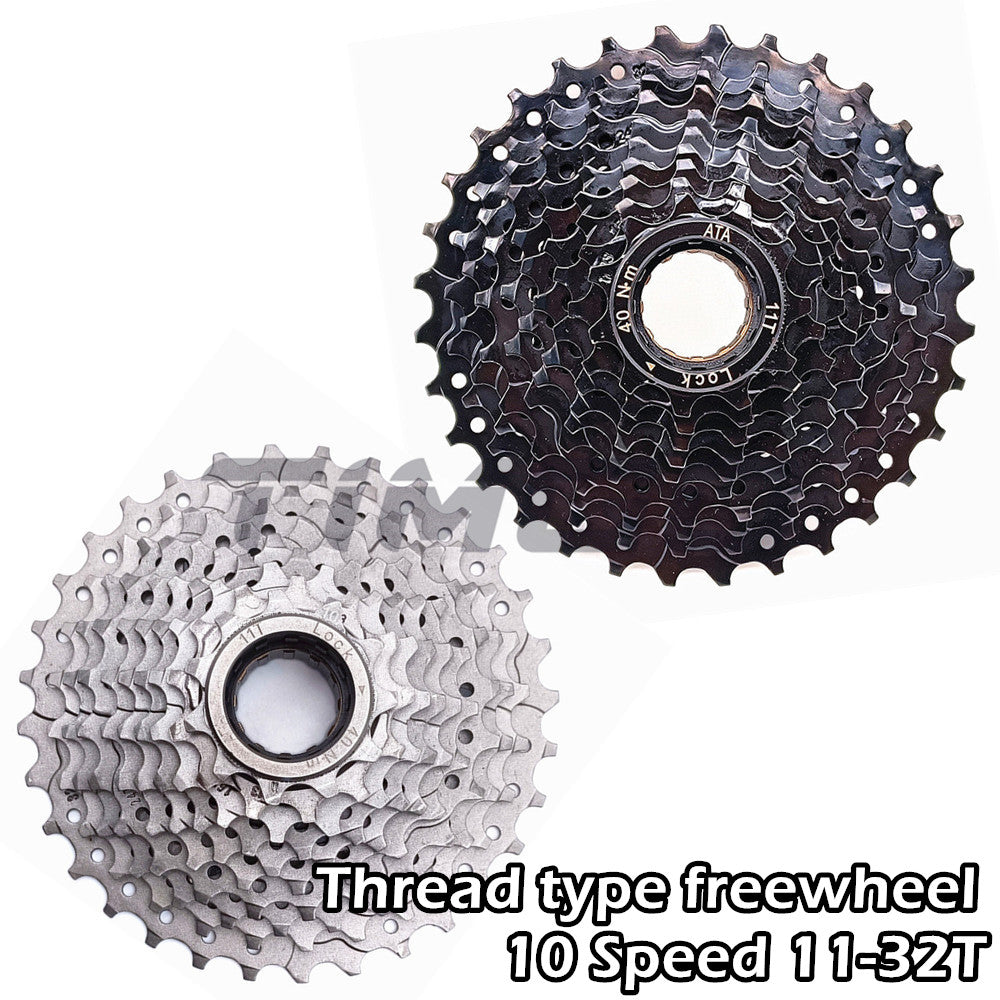 ATA MTB Road Bike 10 Speed Freewheel Cassette 11-32T Screw On Thread Type Compatible for shimano