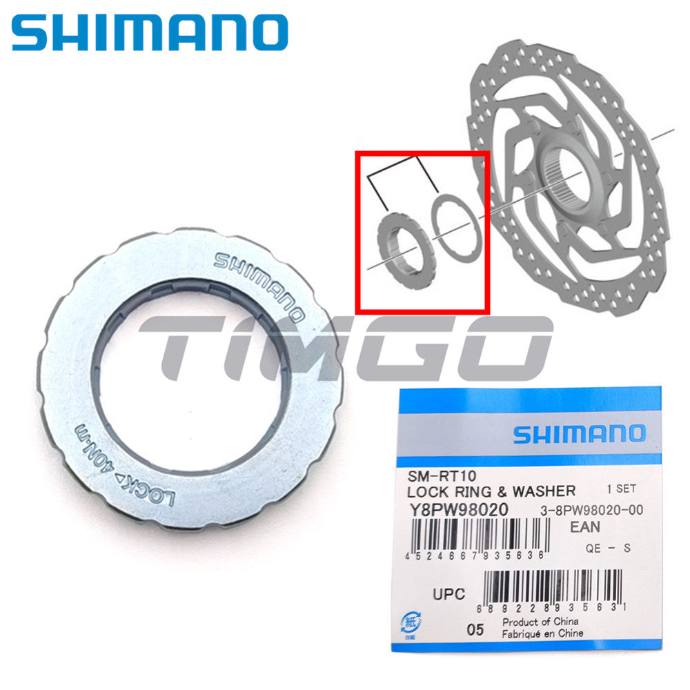 Shimano SM-RT10 Center Lock Disc Brake Rotor Lock Ring with Washer Y8PW98020 SM-RT20 SM-RT30
