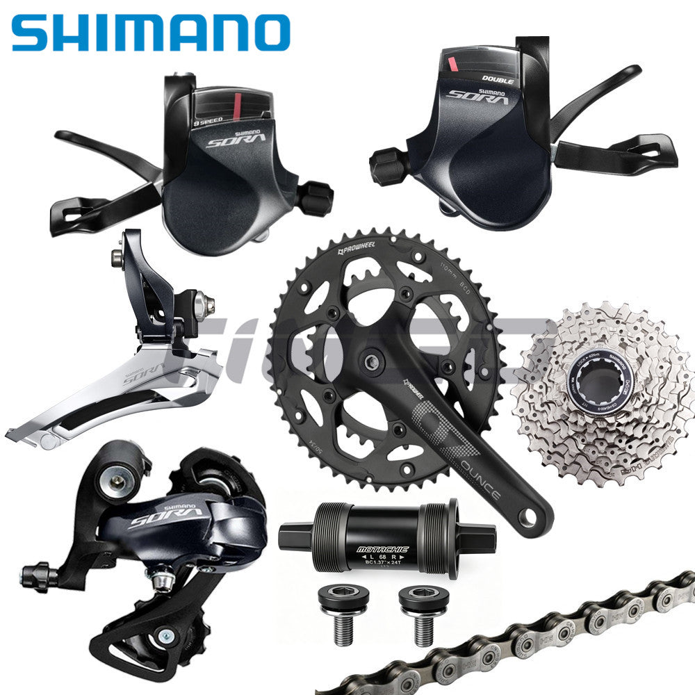 Shimano Sora R3000 Road Bike 2×9 Speed Flat Bar Groupset FD-R3000 RD-R3000 Front Rear Derailleur SL-R3000 Shifter HG400-9 Cassette HG53 Chain