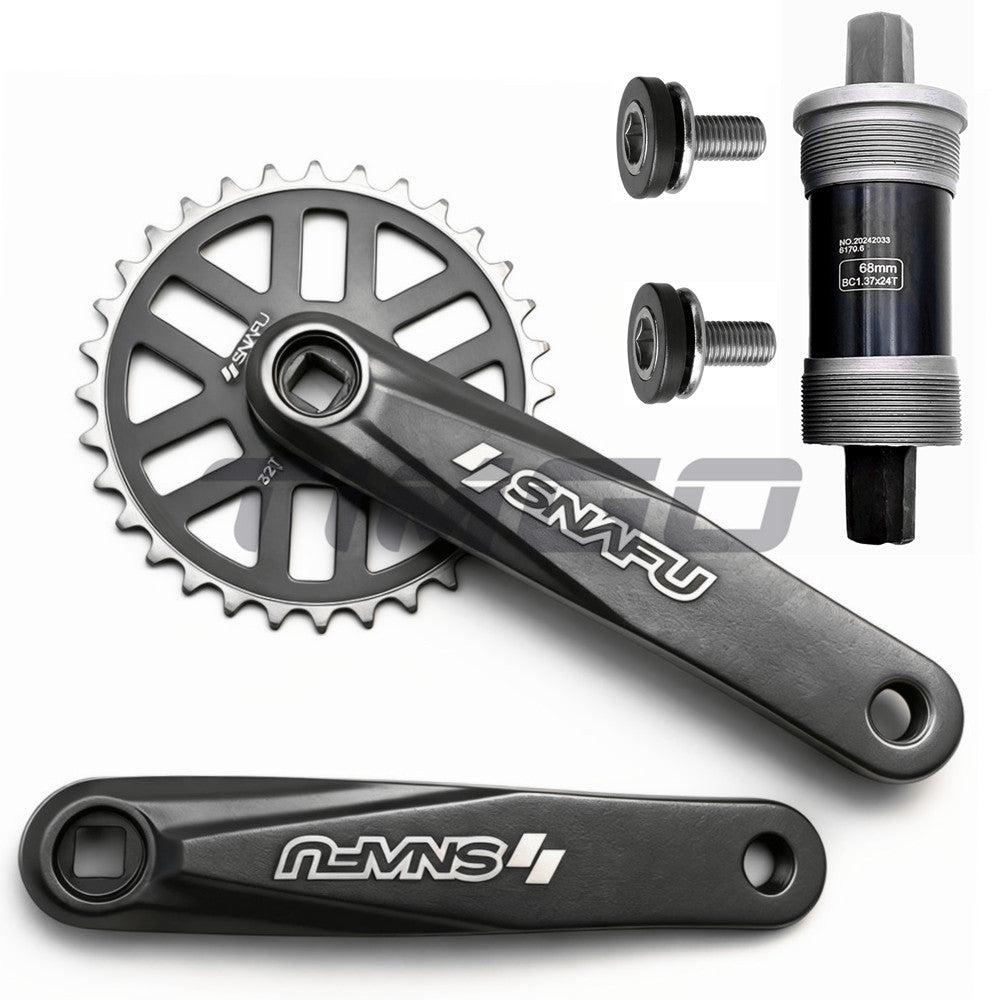 SNFU MTB Mountain Bike 7/8 Speed Crankset Single Chainring 32T Suqare Taper Full Aluminum Alloy