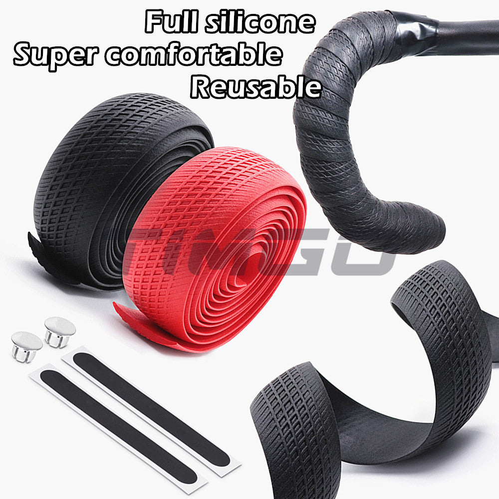 Road Gravel Bike Handlebar Drop Bar Tape Full Silicone Straps Non-Slip Shock Absorbing Soft Comfortable Reusable Cycling High End Wrapper