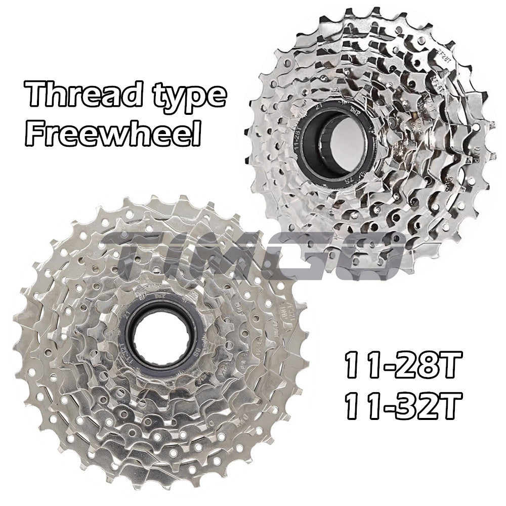 DNP 7/8 Speed Nickel Silver MTB Road Folding Bike Freewheel Screw-On Cassette 11-28T/11-32T Compatible for Shimano Sram