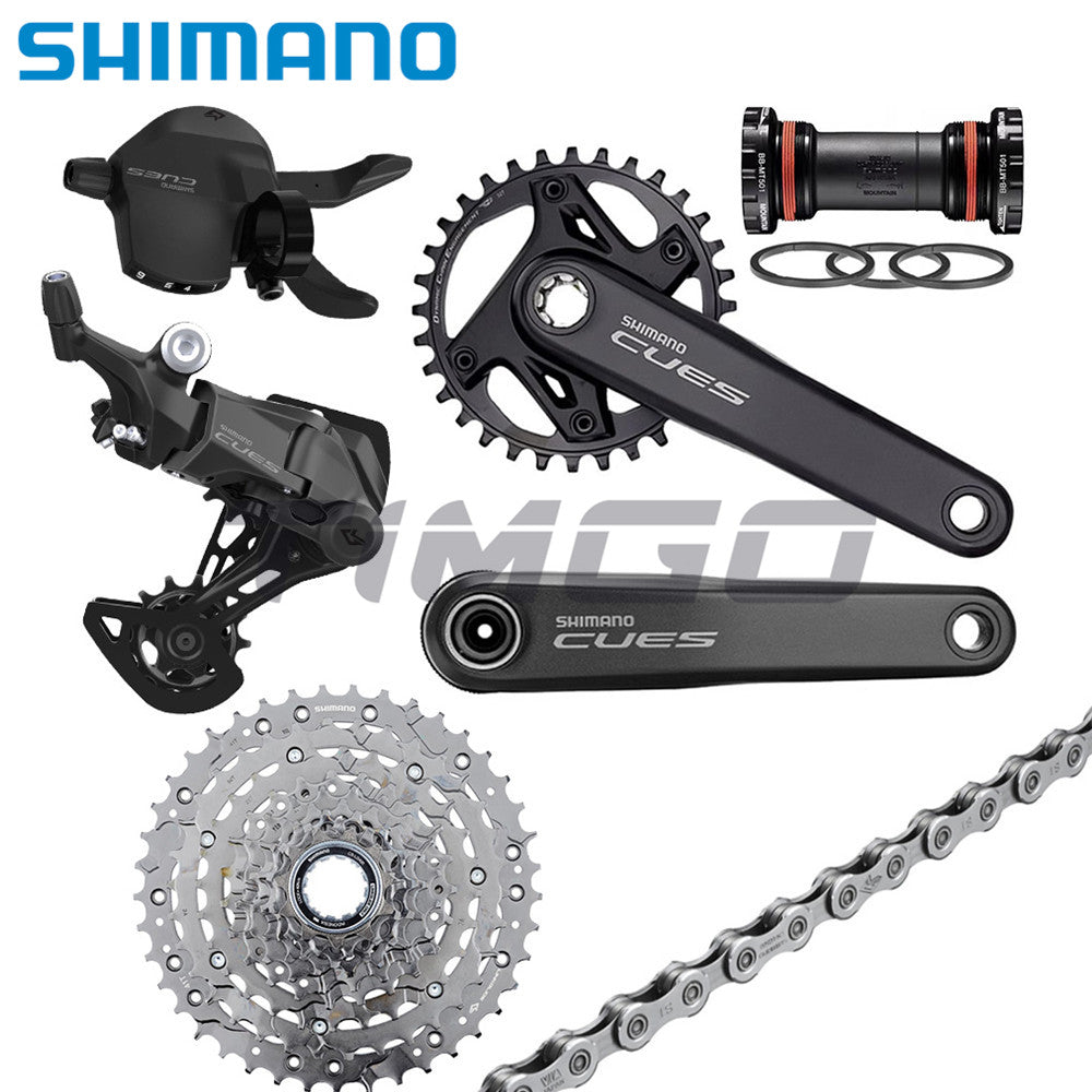 Shimano Cues U4000 MTB Bike 1×9 Speed Groupset FC-U6000 Crankset BB-MT501 Bottom Bracket RD-U4000 Rear Derailleur SL-U4000 Ritht Shifter CS-LG400 Cassette CN-LG500 Chain