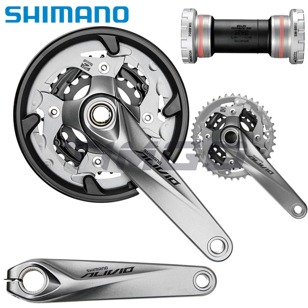Shimano Alivio FC-M4050 MTB Mountain Bike 3x9 Speed Crankset 40-30-22T Triple Chainring HollowTech II 175mm SM-BB52 Bottom Bracket