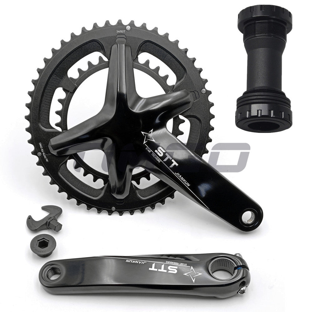 Jiankun STT Road Folding Bike 2×11/12 Speed Crankset 50-34T Hollowtech Chainwheel BCD 110mm Bottom Bracket Compatible Shimano 105 UT R7000/R8000