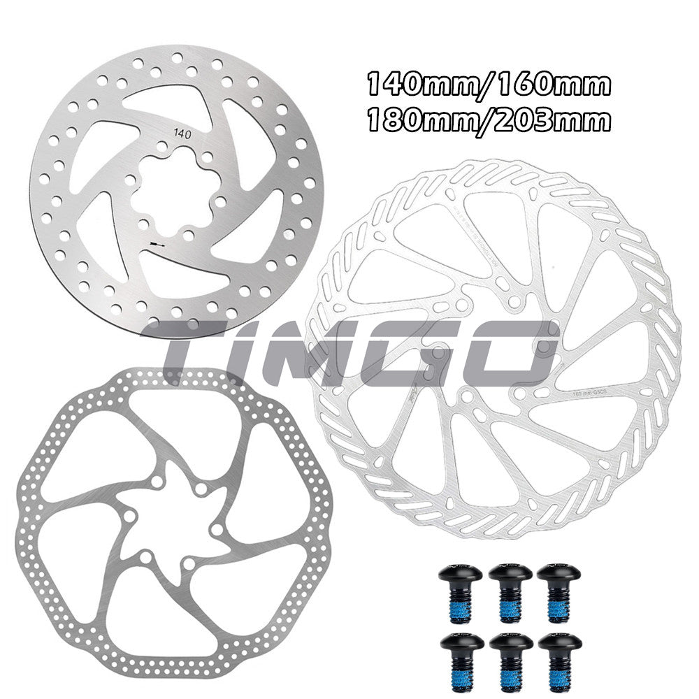 MTB Mountain Road Folding Bike 140mm 160mm 180mm 203mm 6 Bolts Disc Brake Rotor Stainless Steel
