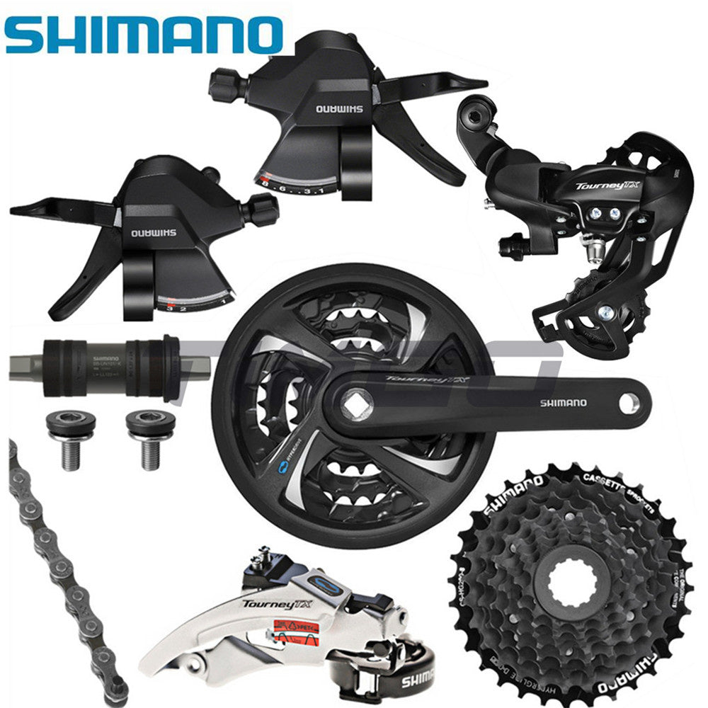 Shimano Tourney TX800 MTB Bike 3×8 Speed Groupset FC-TX801 Crankset BB-UN101 Bottom Bracket FD-TX800 RD-TX800 Front Rear Derailleur SL-M315 Shifter HG200-8 Cassette HG40 Chain