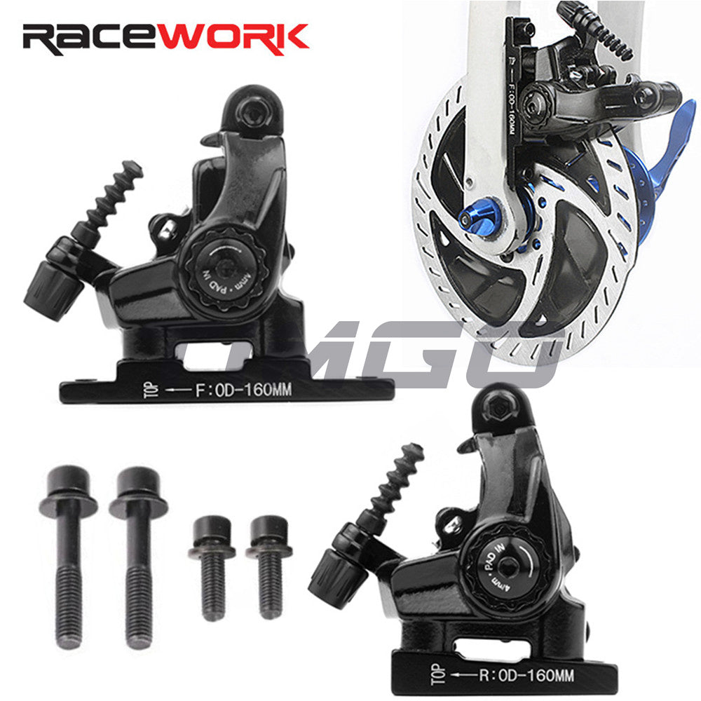 Racework Road Gravel Bike Mechanical Caliper Line Pulling Mechanical Disc Brake Caliper Dual Piston Aluminum Alloy Flat Mount