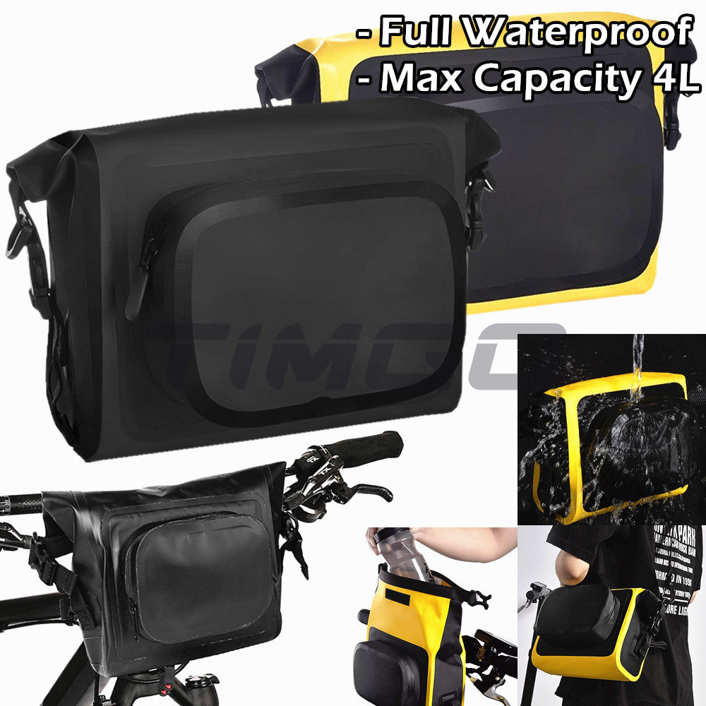 MTB Road Bike Full Waterproof Handlebar Bag Multifunction Shoulder Bag Large Capacity Riding Hiking Storage Bottle Tool Pouch