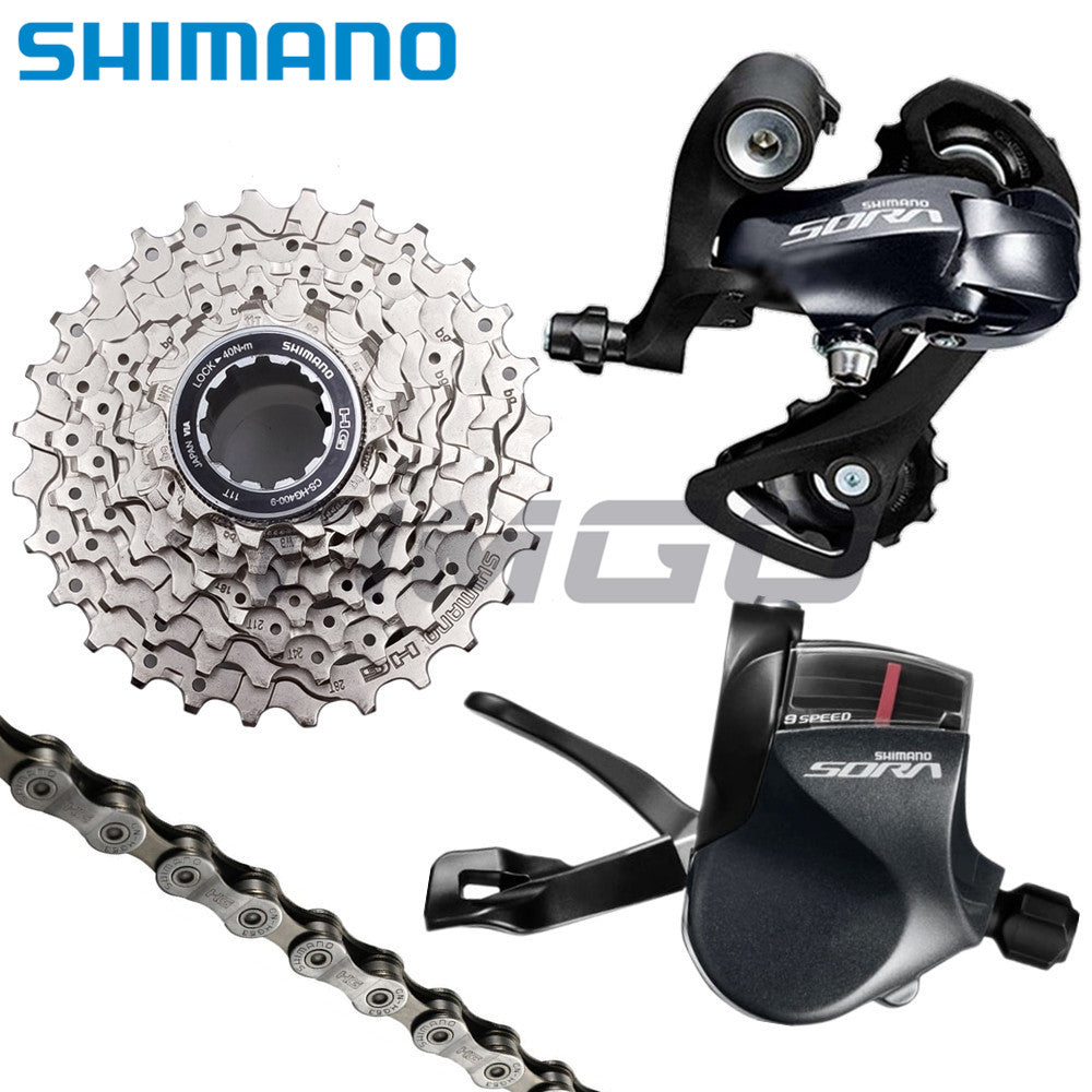 Shimano Sora R3000 Road Bike 1×9 Speed Flat Bar Rear System Groupset RD-R3000 Derailleur SL-R3000 Shifter HG400-9 Cassette HG53 Chain