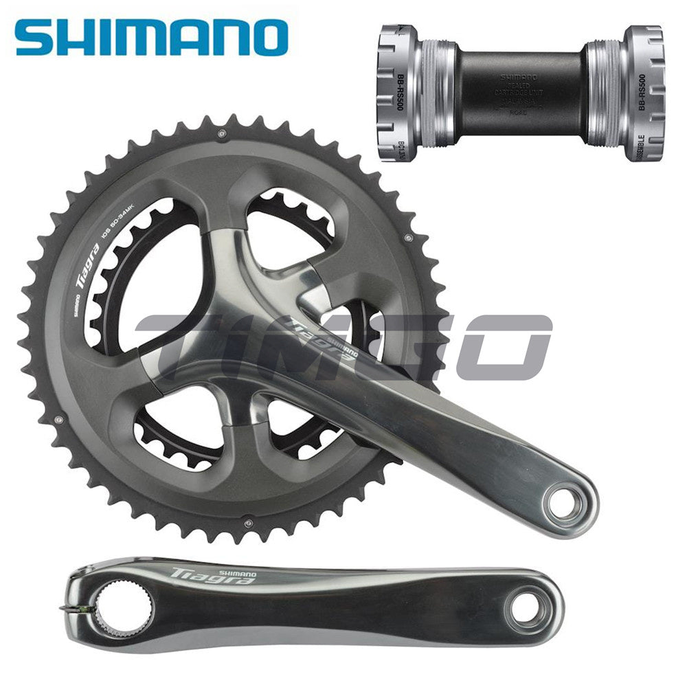 Shimano Tiagra FC-4700 Road Bike 2x10 Speed Crankset Hollowthch II 50-34T/52-36T 170mm BB-RS500 Bottom Bracket