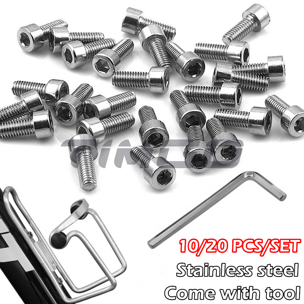 10-20PCS M5 Stainless Steel MTB Road Folding Bicycle Bike Water Bottle Cage Rack Bolts Holder Bolt Screw with Hex Key