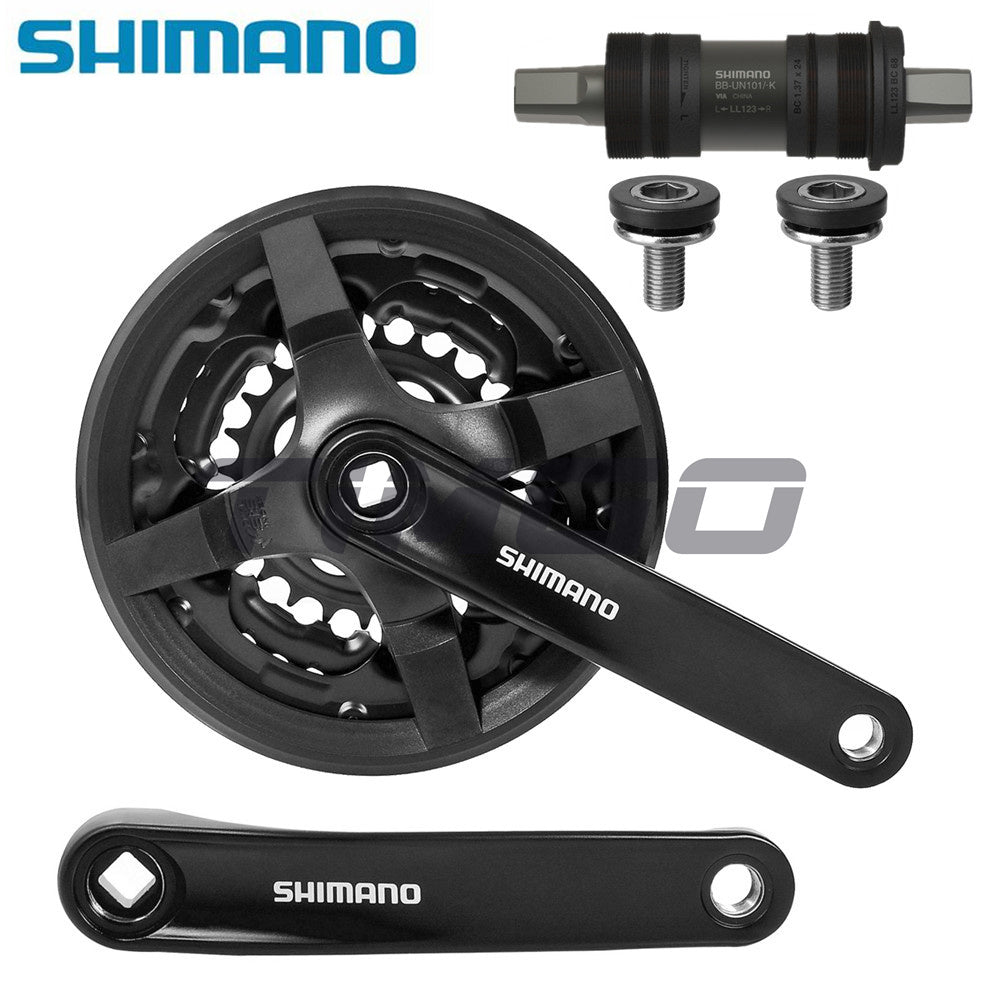 Shimano Tourney FC-TY301 3x6/7/8 Speed Crankset Square Taper 48-38-28T/42-34-24T 170mm BB-UN101 Bottom Bracket FC-TY501