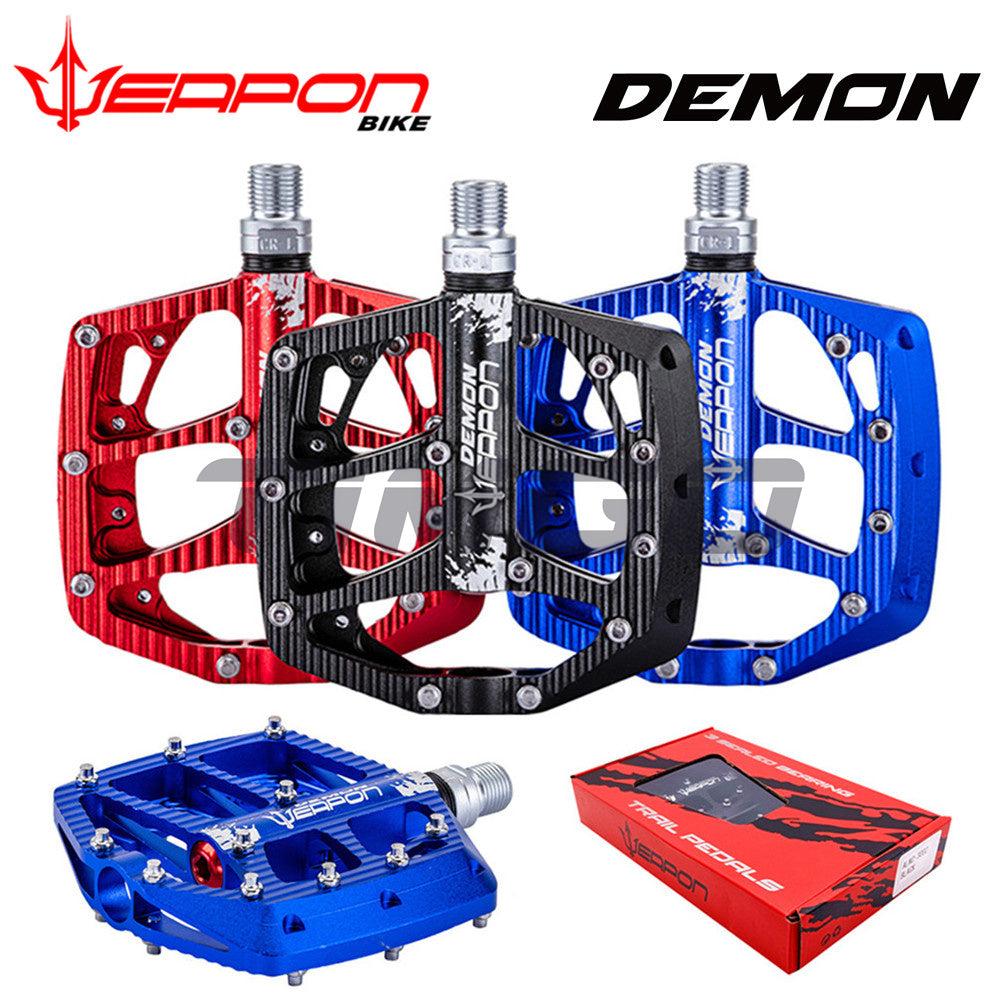 EAPON Demon MTB Road Bike Wide Pedals 3 Bearing Alloy CNC 9/16 Oversized Flat Platform