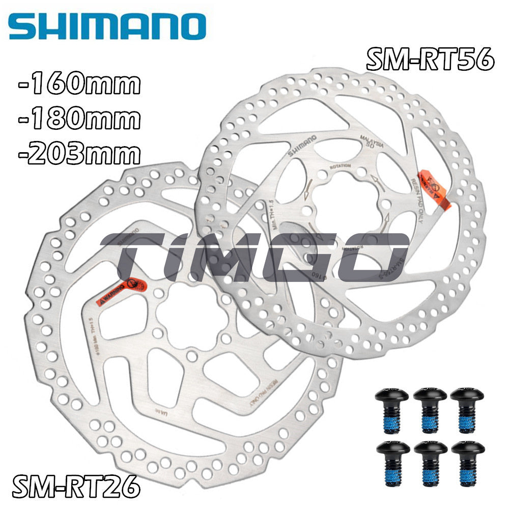 Shimano Alivio Deore SM-RT26 SM-RT56 MTB Road Bike Disc Brake Rotor Stainless Steel 6 Bolts 160mm 180mm with Bolts