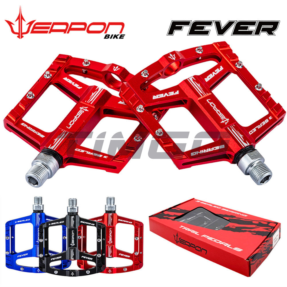 EAPON FEVER MTB Road Bike Wide Pedals 3 Bearing Alloy CNC 9/16 Oversized Flat Platform