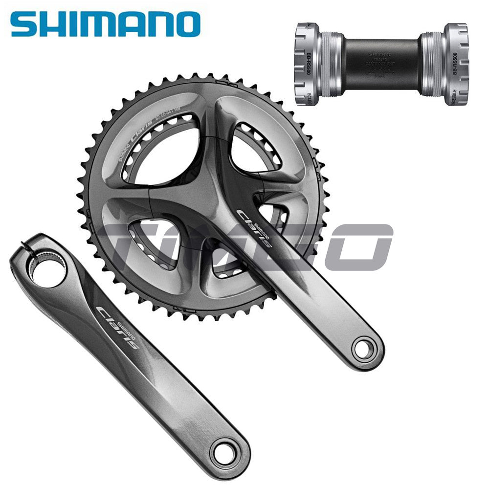 Shimano Claris FC-R2000 Road Bike 2×8 Speed Crankset Hollowtech II 50-34T BB-RS500 Bottom Bracket