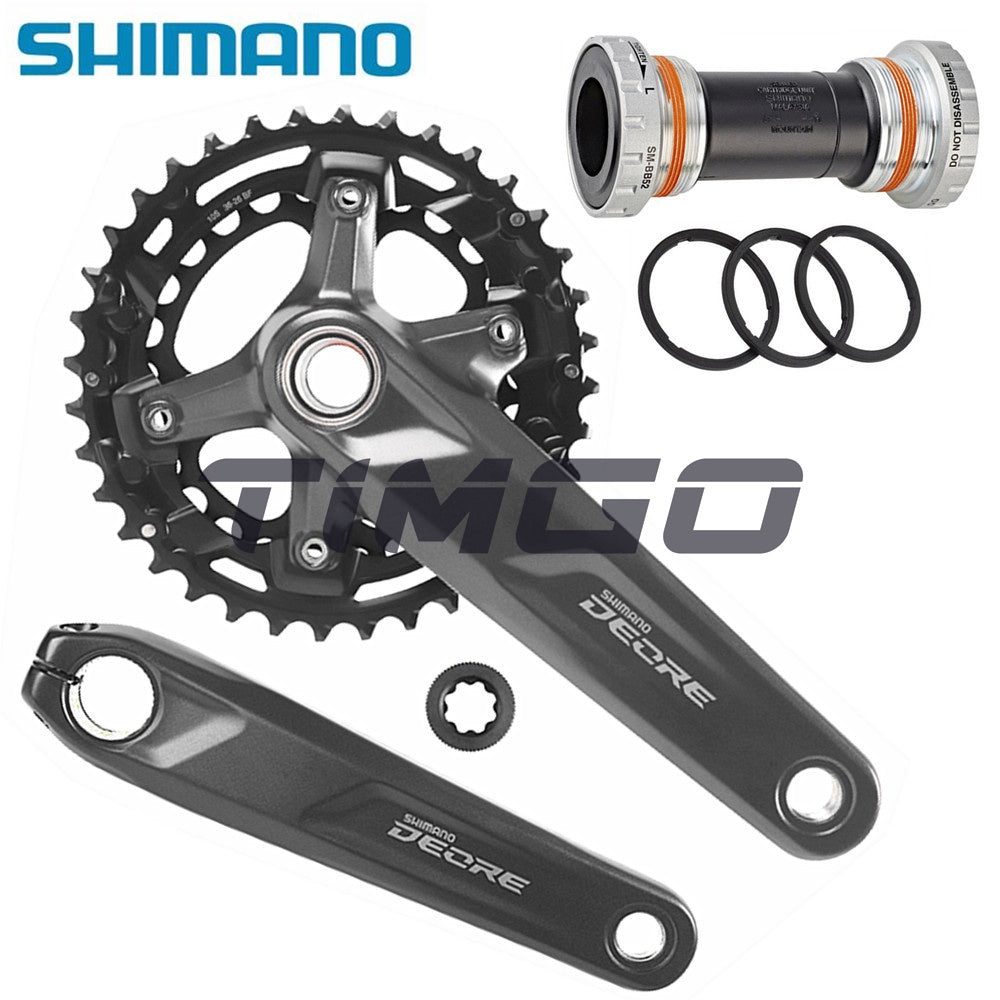 Shimano Deore FC-M4100-2 MTB Mountain Bike 2×10 Speed Crankset 36-26T 170mm 2-piece Chainring HollowTech II SM-BB52 Bottom Bracket New FC-MT500